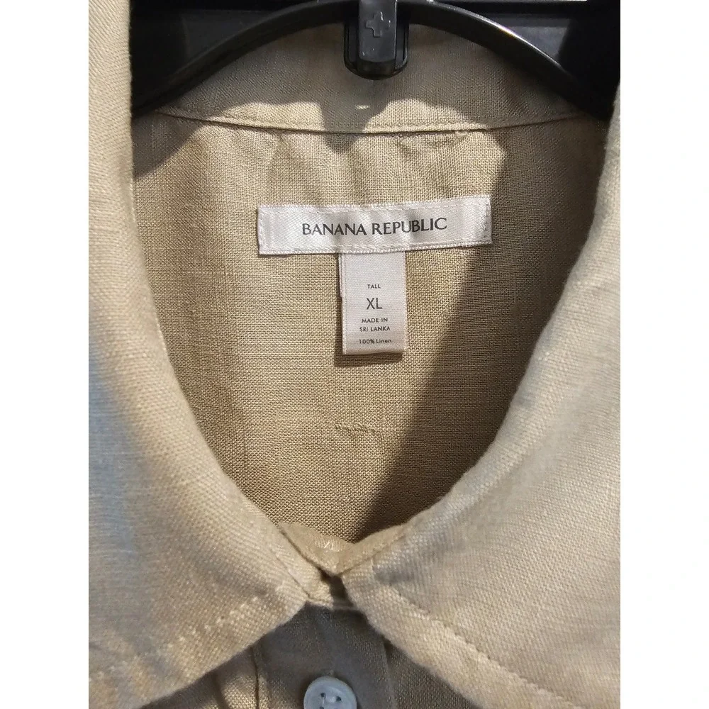 Banana Republic Linen Button Down Shirt XL Tall Short Sleeve Casual Men's‎ Fall